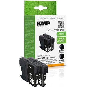 KMP 1522,4821 - Tintenpatronen Doppelpack, schwarz, ersetzen Brother LC1100BK