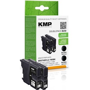 KMP 1523,4021 - Tintenpatronen Doppelpack, schwarz, ersetzen Brother LC985BK