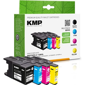 KMP 1524,4005 - Tintenpatronen Multipack, schwarz, cyan, magenta, gelb, ersetzen Brother LC1280XLBK, LC1280XLC, LC1280XLM, LC1280XLY
