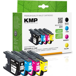 KMP 1524,4805 - Tintenpatronen Multipack, schwarz, cyan, magenta, gelb, ersetzen Brother LC1240BK, LC1240C, LC1240M, LC1240Y