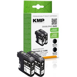 KMP 1525,4021 - Tintenpatronen Doppelpack, schwarz, ersetzen Brother LC123BK