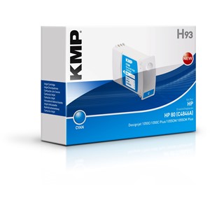 KMP 1728,4003 - Tintenpatrone, cyan, kompatibel zu HP 80 (C4846A)