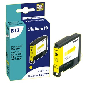 Pelikan 360649 - B12 Tintenpatrone, gelb, ersetzt Brother LC970Y