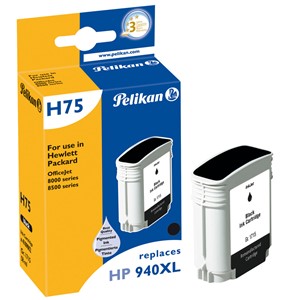 Pelikan 4109002 - H75 Tintenpatrone, schwarz, ersetzt HP 940XL (C4906AE)