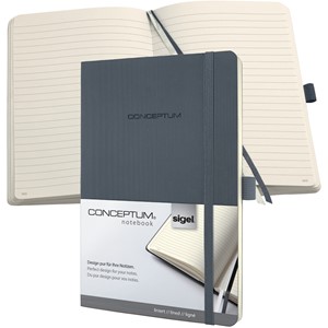 Sigel CO329 - Notizbuch CONCEPTUM®, Softcover, dark grey, liniert, nummerierte Seiten, ca. A5