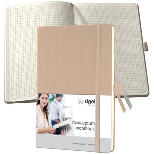 SIGEL CO650 - Notizbuch Conceptum, Hardcover, beige, kariert, ca. A5