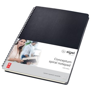 Sigel CO840 - Spiralblock CONCEPTUM® mit Register, Hardcover, black, kariert, ca. A4