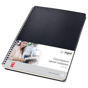 Sigel CO841 - Spiralblock CONCEPTUM® mit Register, Hardcover, black, liniert, ca. A4
