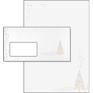 Sigel DP084Set - Weihnachts-Motiv-Papier Set, Tree, Goldprägung