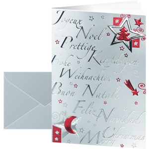 Sigel DS362 - Weihnachts-Karten (inkl. Silber-Umschläge), Silver Star, Rotprägung + Silberprägung