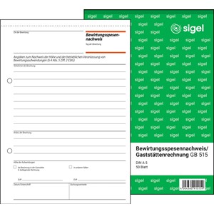 Sigel GB515 - Bewirtungsspesennachweis/Gaststättenrechnung
