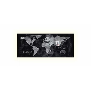 Sigel GL410 - Glas-Magnetboard artverum® LED light, Design World-Map, Weltkarte, 130x55 cm