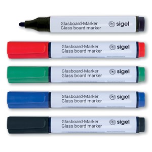 Sigel GL711 - Glasboard-Marker, Rundspitze 2-3 mm, farbl.sortiert