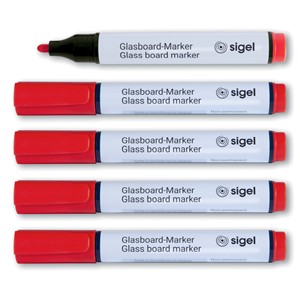 Sigel GL713 - Glasboard-Marker, Rundspitze 2-3 mm, rot