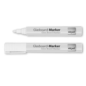 Sigel GL715 - Glasboard-Marker, Rundspitze 2-3 mm, weiß