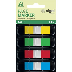 Sigel HN495 - Z-Marker, Film, Color-Tip, 4x Mini, gelb, grün, rot, blau im Spender, 12,5x 43 mm