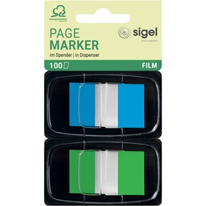 Sigel HN497 - Z-Marker, Film, Color-Tip, 2x Standard, blau, grün im Spender, 25x 43 mm