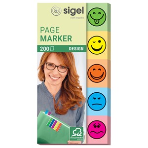 Sigel HN502 - Haftmarker Design "Smile", 5 Smile-Motive im Pocket