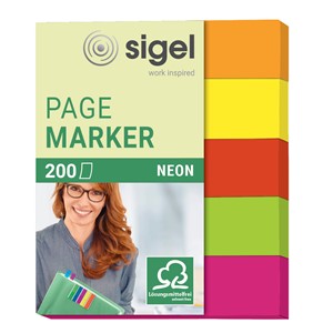 Sigel HN655 - Haftmarker Neon, mini, 5 Farben im Pocket, 12x 50 mm