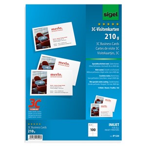 Sigel IP520 - Visitenkarten, schnittgestanzt (InkJet), spezialbeschichtet, 210g