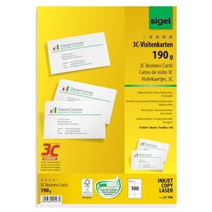Sigel LP790 - Visitenkarten, schnittgestanzt, 190g, 100 Karten