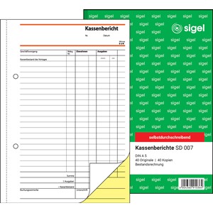 Sigel SD007 - Kassenbericht/Bestandsrechnung A5, 2-fach