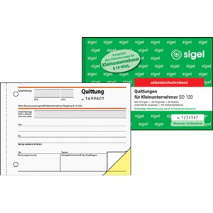 Sigel SD120 - Quittung für Kleinunternehmer, ohne MwSt.-Ausweis