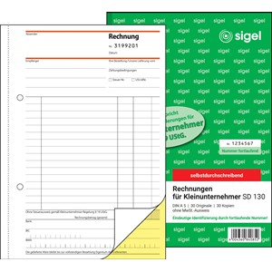 Sigel SD130 - Rechnung für Kleinunternehmer, ohne MwSt.-Ausweis