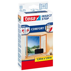 tesa 55388-00021 - Fliegengitter Insect Stop Klett COMFORT für Fenster, anthrazit