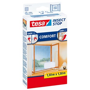 tesa 55396-00020 - Fliegengitter Insect Stop Klett COMFORT für Fenster, weiß