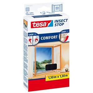 tesa 55396-00021 - Fliegengitter Insect Stop Klett COMFORT für Fenster, anthrazit