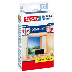 tesa 55667-00021 - Fliegengitter Insect Stop Klett COMFORT für Fenster, anthrazit