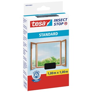 tesa 55670-00021 - Fliegengitter Insect Stop Klett STANDARD für Fenster, anthrazit