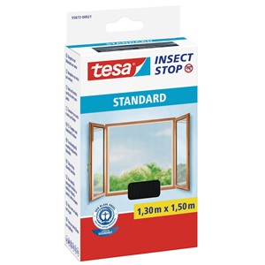 tesa 55672-00021 - Fliegengitter Insect Stop Klett STANDARD für Fenster, anthrazit