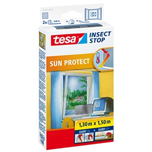 tesa 55806-00021 - Fliegengitter Insect Stop Klett SUN PROTECT für Fenster, anthrazit-metallic