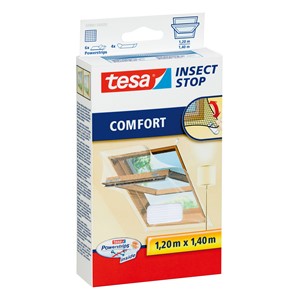 tesa 55881-00020 - Fliegengitter Insect Stop Klett COMFORT für Dachfenster, weiß