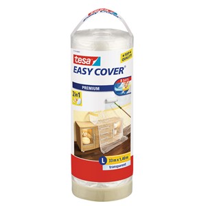 tesa 57116-00000 - Easy Cover® Premium L, Abdeckfolie + Abdeckband, transparent/beige