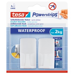 tesa 59701-00000 - Powerstrips® Waterproof Kunststoff Haken Wave, weiß