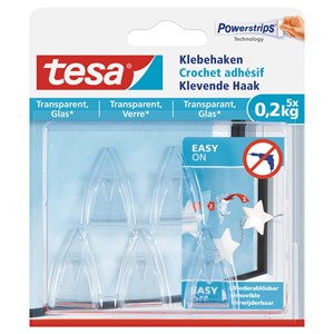 tesa 77734-00000 - Powerstrips® Klebehaken für transparente Oberflächen und Glas