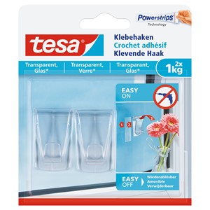 tesa 77735-00000 - Powerstrips® Klebehaken für transparente Oberflächen und Glas