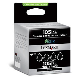 Lexmark 14N0845 - Viererpack, 4 Druckerpatronen Nr. 105XL, schwarz
