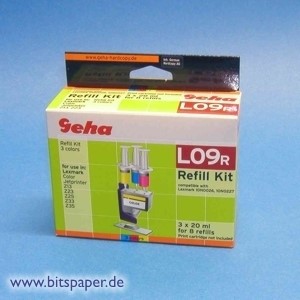 Geha 41183 - Refill Komplett Set L09R 3 farbig für Lexmark-Patonen Nr. 26/27