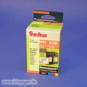 Geha 49523 - Bonuspack 1 x H11 + 1 x H10 Tintenpatronen für HP