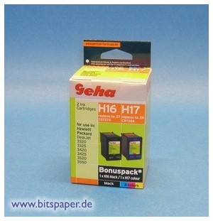 Geha 53070 - Bonuspack 1 x H16 schwarz + 1 x H17 color Tintenpatronen für HP
