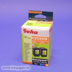 Geha 53094 - Bonuspack 1 x H20 schwarz + 1 x H19 color Druckerpatronen für HP