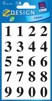 Z-Design 3724 - Zahlenetiketten, schwarz, Folie Schrift Times Bold 62pt