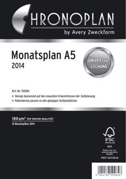 Avery Zweckform 50284xxx - Chronoplan Monatsplan A5, 2014, weiß