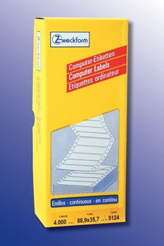 Avery Zweckform 5124 - Endlos-Computeretiketten 88,9x35,7 mm, 4000 Etiketten, 1-bahnig