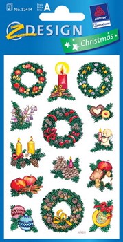 Z-Design 52414 - Weihnachtliche Sticker beglimmert Kränze mit Kerzen