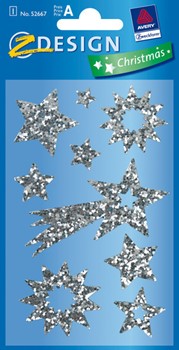 Z-Design 52667 - Weihnachten Glitter Sticker Sterne silber